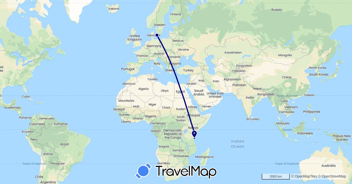 TravelMap itinerary: driving in Kenya, Tanzania (Africa)